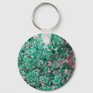 Malachite and copper keychain