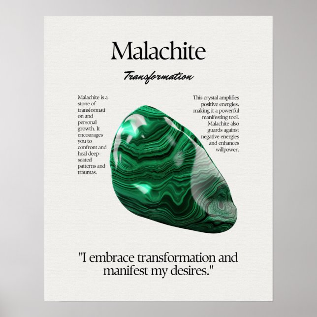 Malachite Gem Crystal Meaning Card Poster (Front)