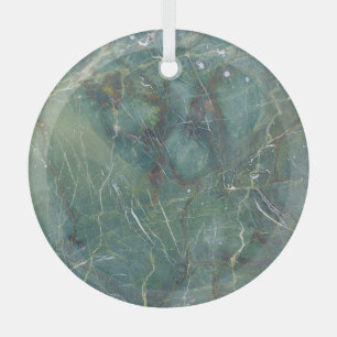 Malachite Green Marble Detailed Texture Glass Ornament