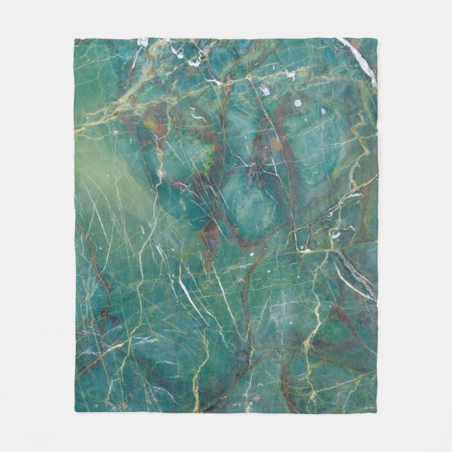 Malachite green marble texture, detail structure o fleece blanket (Front)