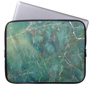 Malachite green marble texture, detail structure o laptop sleeve