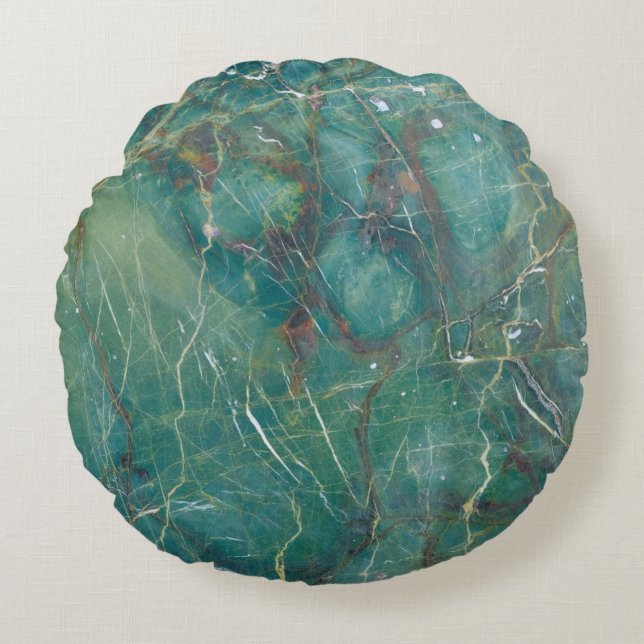 Malachite green marble texture, detail structure o round pillow (Front)