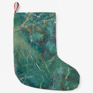 Malachite green marble texture, detail structure o small christmas stocking