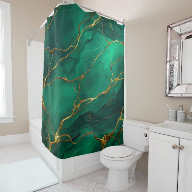 Malachite Marble Pattern with Gold Veins (In Situ)