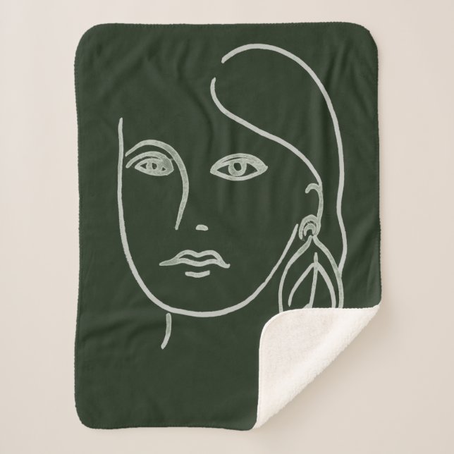 Malachite Portrait Sherpa Blanket (Front)