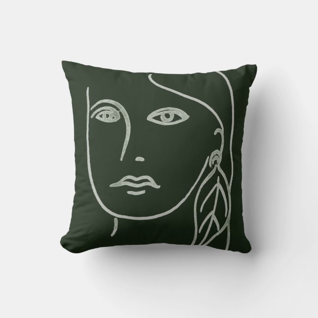 Malachite Portrait Throw Pillow (Front)
