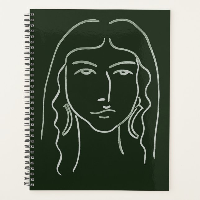 Malachite Portrait with Long Hair Planner (Front)