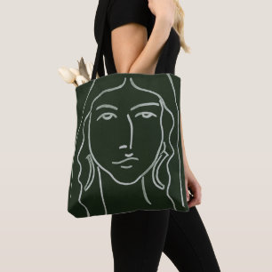 Malachite Portrait with Long Hair Tote Bag
