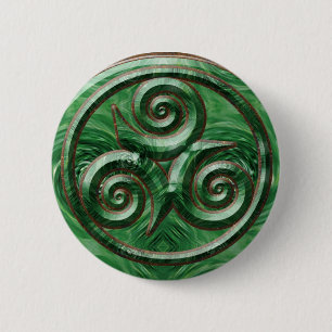 Malachite Triskel 2 Inch Round Button