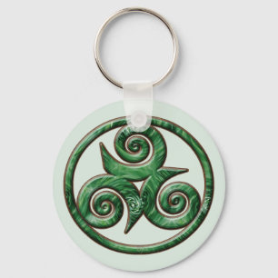 Malachite Triskel Keychain