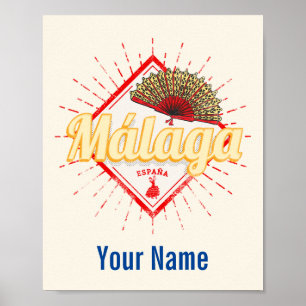 Malaga Andalusia Spain Retro Flamenco Vintage Poster