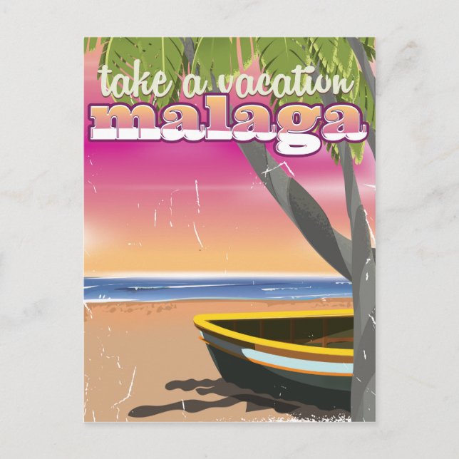 Malaga Spain travel poster. Postcard (Front)