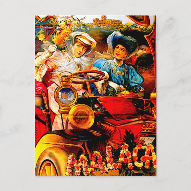 Malaga Spain ~ Vintage Automobile Advertisement Postcard (Front)