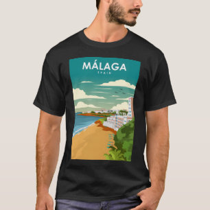 Malaga Spain Vintage Minimal Retro Travel Poster  T-Shirt