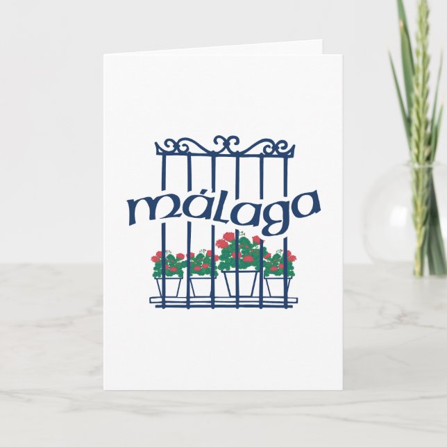 Malaga, window with flowers card (Front)