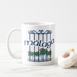 Malaga, window with flowers coffee mug