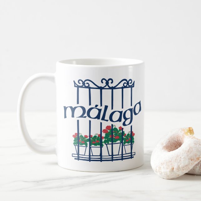 Malaga, window with flowers coffee mug (With Donut)