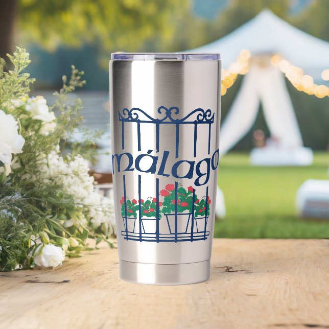 Malaga, window with flowers insulated tumbler (Wedding (Rotated))