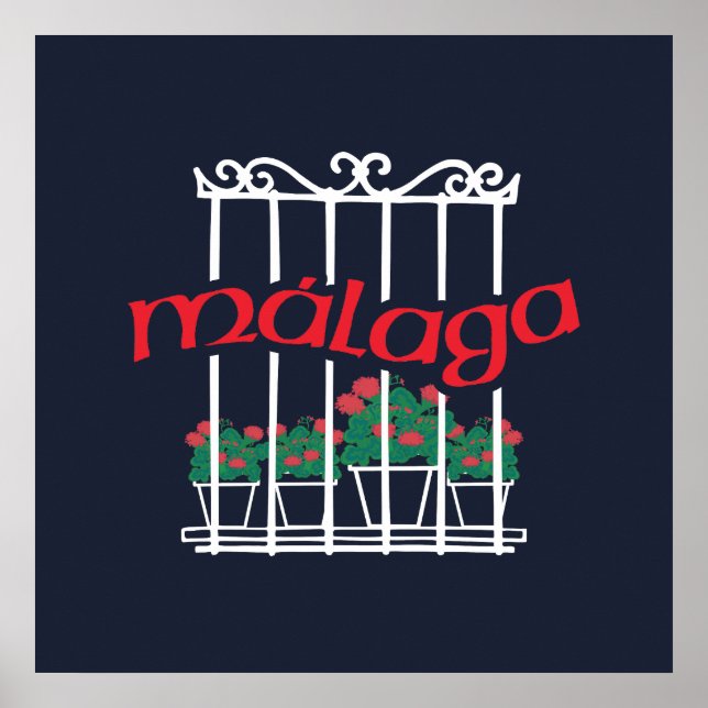 Malaga, window with flowers poster (Front)