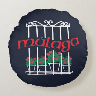 Malaga, window with flowers round pillow