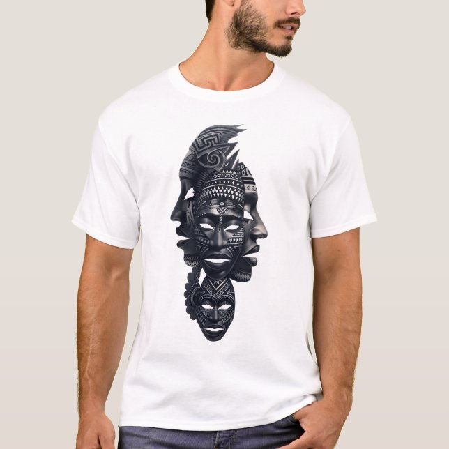 Malagasy Ancestral Mask Tribal Spirit T-Shirt (Front)