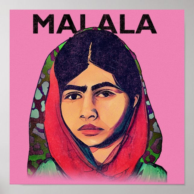 Malala Yousafzai, Inspirational Feminist Art Poster (Front)