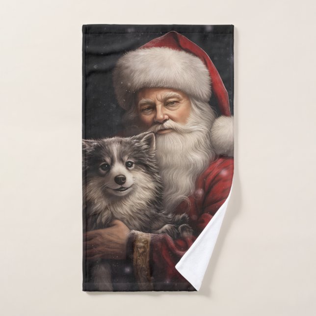 Malamute d'Alaska avec Noël du Père Noël (Serviette à main)