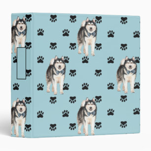 Malamute Dog Paw Prints Pattern Binder