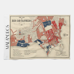 Malandros Rio map tea towel