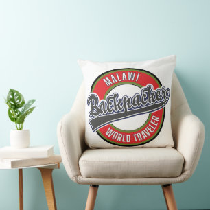Malawi backpacker world traveller throw pillow