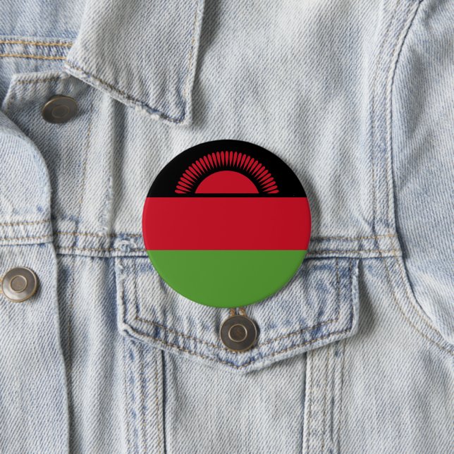Malawi flag 3 inch round button (In Situ)