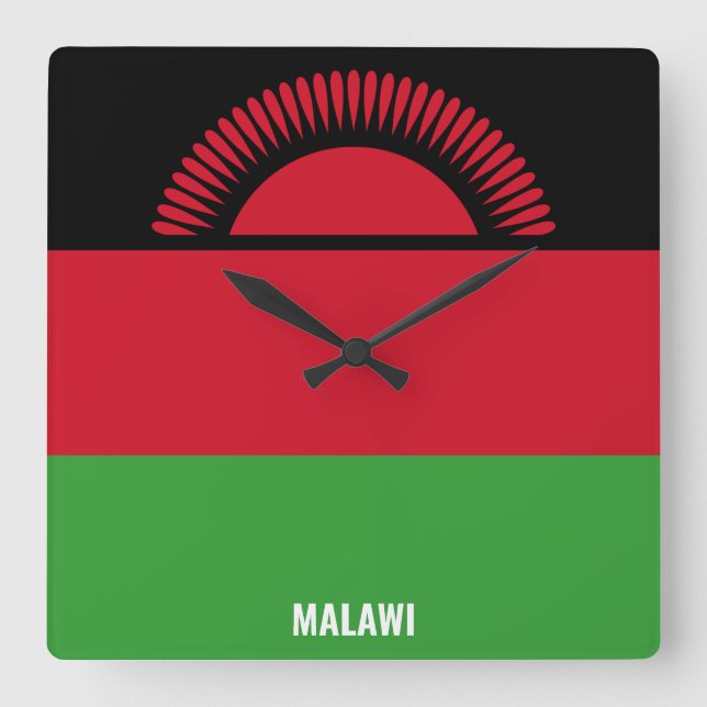 Malawi Flag Dazzling Patriotic Square Wall Clock (Front)