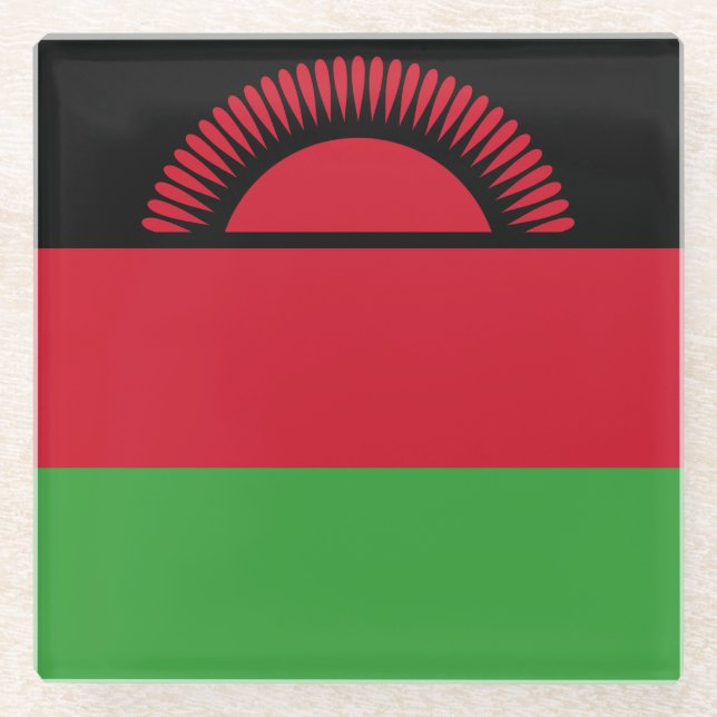 Malawi Flag Glass Coaster (Front)