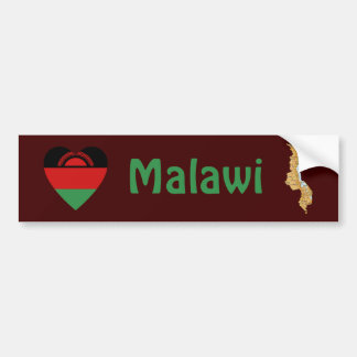 Malawi Flag Heart + Map Bumper Sticker