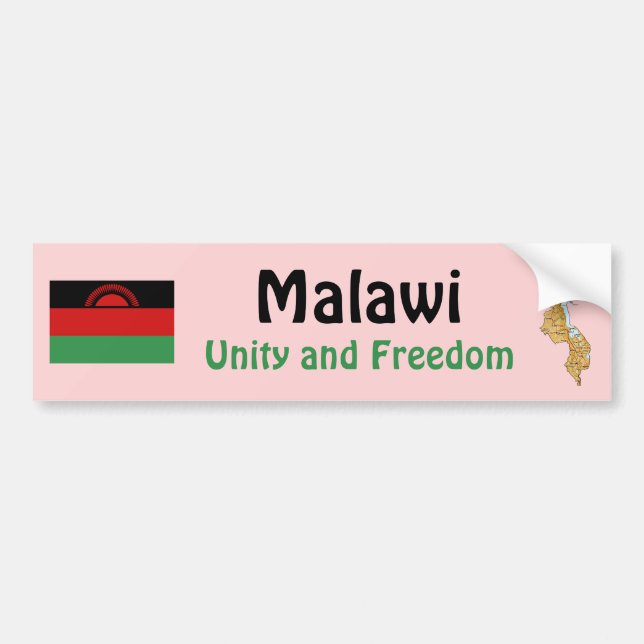 Malawi Flag + Map Bumper Sticker (Front)