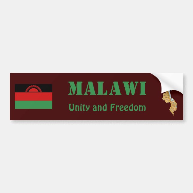 Malawi Flag + Map Bumper Sticker (Front)