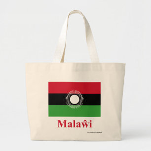 Malawi Flag with Name in Chewa Large Tote Bag