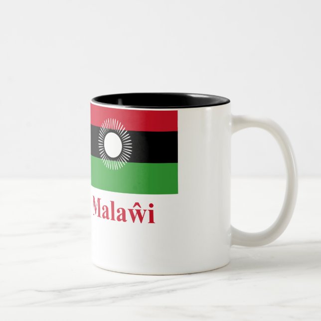Malawi Flag with Name in Chewa Two-Tone Coffee Mug (Right)