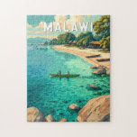Malawi Illustration Travel Art Vintage Jigsaw Puzzle<br><div class="desc">Malawi retro vector travel design. Malawi,  known as the “Warm Heart of Africa, ” offers stunning natural beauty from the crystal-clear waters of Lake Malawi to the wildlife-rich plains of Liwonde National Park and the towering peaks of Mount Mulanje.</div>