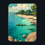 Malawi Illustration Travel Art Vintage Magnet<br><div class="desc">Malawi retro vector travel design. Malawi,  known as the “Warm Heart of Africa, ” offers stunning natural beauty from the crystal-clear waters of Lake Malawi to the wildlife-rich plains of Liwonde National Park and the towering peaks of Mount Mulanje.</div>