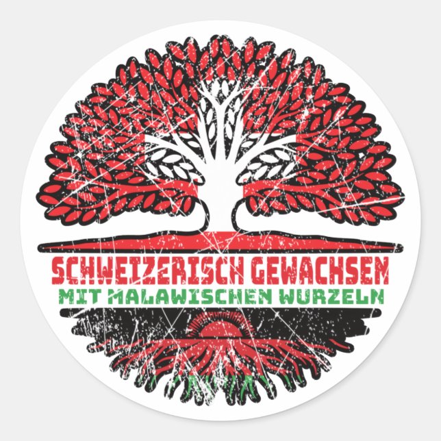 Malawi Malawisch Schweizer Schweiz Baum Wurzel Classic Round Sticker (Front)