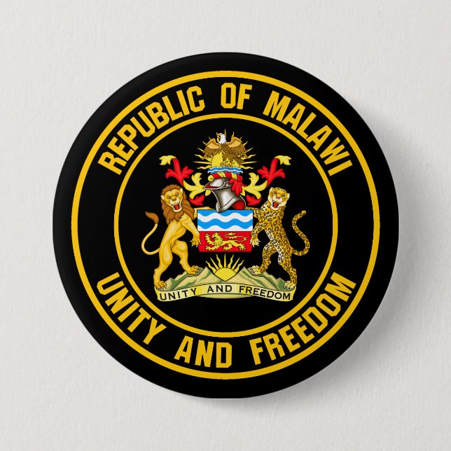 Malawi Round Emblem 3 Inch Round Button (Front)