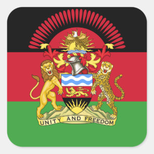 Malawian Flag & Coat of Arms, Flag of Malawi Square Sticker