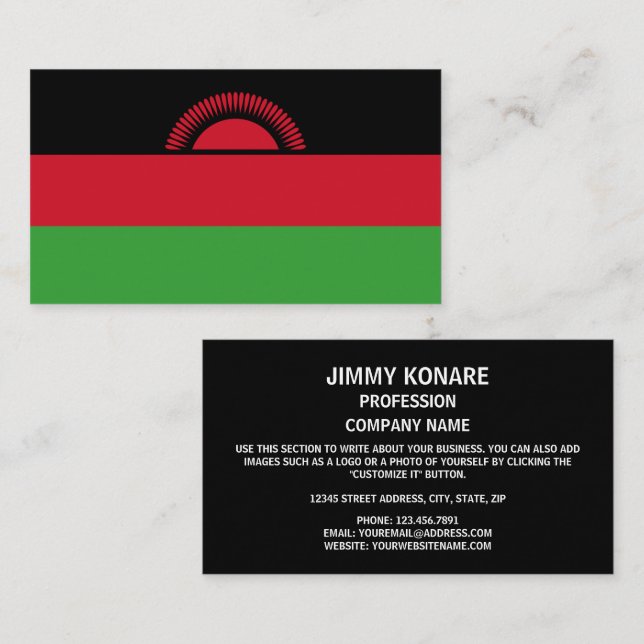 Malawian Flag, Flag of Malawi Business Card (Front/Back)