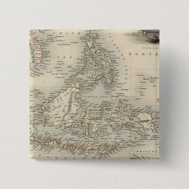 Malay Archipelago, or East India Islands 2 Inch Square Button (Front)
