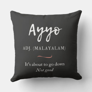 malayalam tshirt ayyo definition throw pillow
