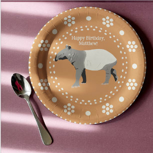 Malayan or Asian Tapir Custom Message Paper Plate