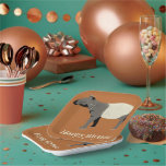 Malayan or Asian Tapir Personalized Party Paper Plate<br><div class="desc">Give your wild party a personalized touch with these square paper plates featuring my illustration of a Malayan Tapir or Asian Tapir. The animal is depicted in dark grey and cream and is set against a cinnamon orange coloured background. Your custom message appears below the graphic in cream coloured lettering....</div>