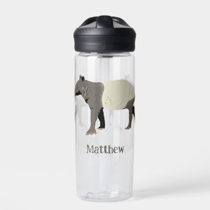 Malayan Tapir Animal Illustration Personalized Water Bottle