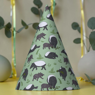 Malayan Tapir Green Jungle Zoo Animal Party Hat